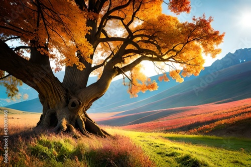 tree in the autumn by Generated with AI technology