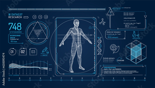 Foto Set of infographic elements about the study of the human genome.