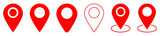 Set of red map pin icons. Design can use for web and mobile app. Vector illustration