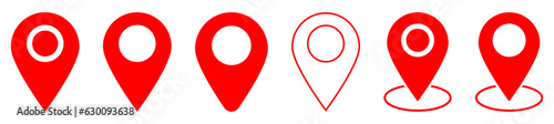 Set of red map pin icons. Design can use for web and mobile app. Vector illustration photo