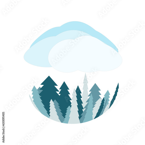WINTER LANDSCAPE GLASS BALL EFFECT ILLUSTRATION DESIGN