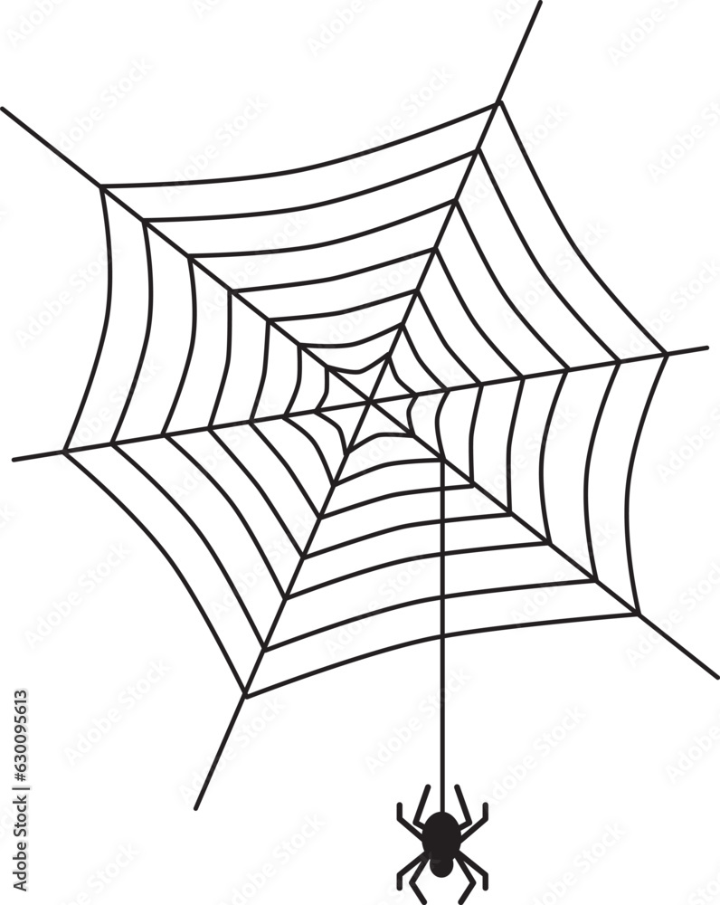 Fototapeta premium Spider and spider web icons for Halloween.