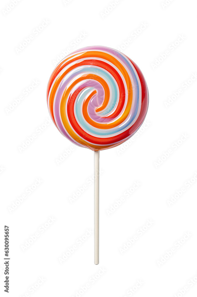 A delicious colourful round lollipop isolated on a transparent background A delicious colourful round lollipop isolated on a transparent background
