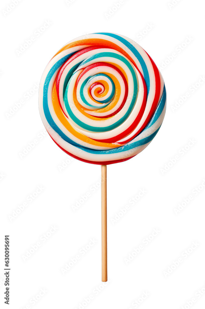 A delicious colourful round lollipop isolated on a transparent background A delicious colourful round lollipop isolated on a transparent background