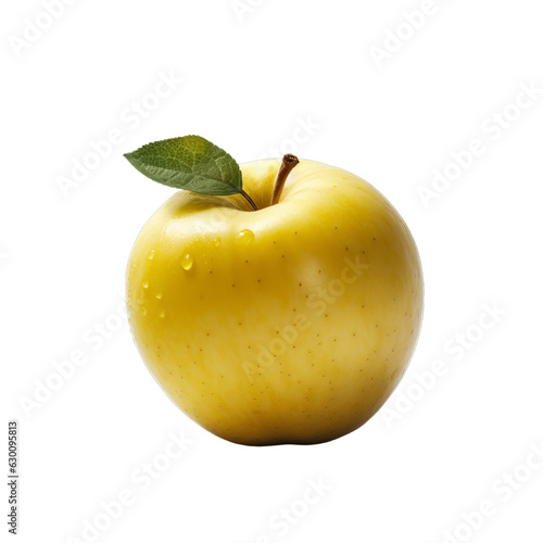 A perfect yellow apple isolated on a transparent background