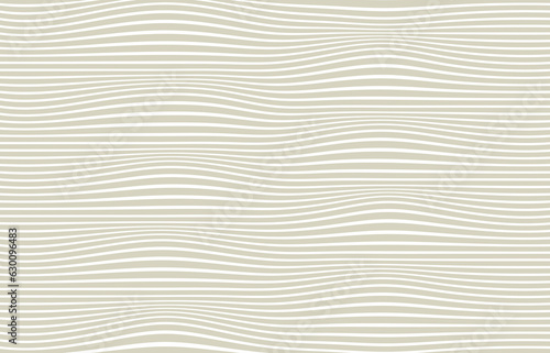 Beige background with white thin wavy lines, horizontal lines, decorative pattern © Martina