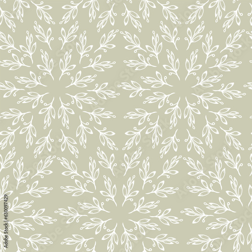 Leaves seamless pattern for textile design. Floral branch hand drawn vector background