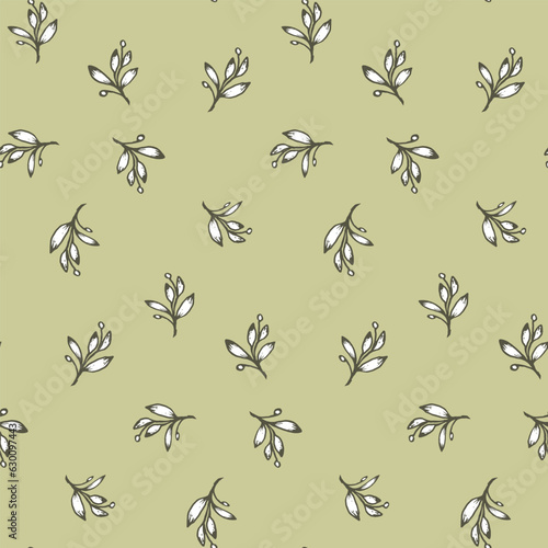 Leaves seamless pattern for textile design. Floral branch hand drawn vector background © Oksana