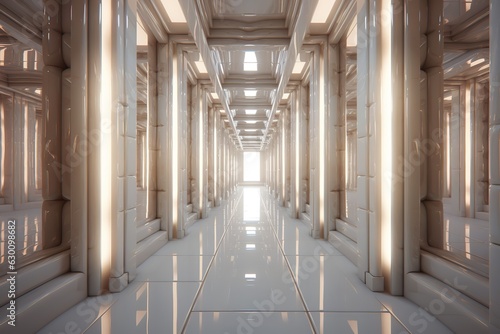 Futuristic hallway. Ai art