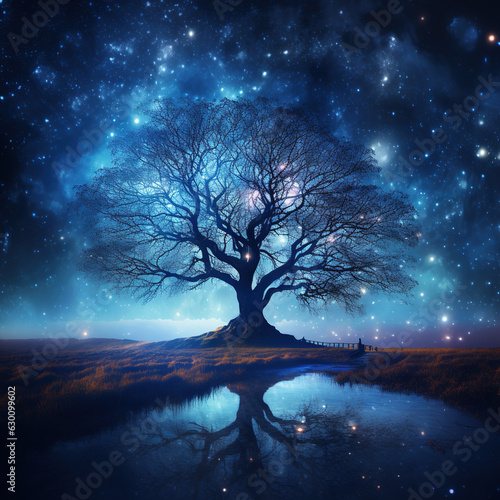 space, blue color, tree