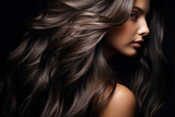 brown haired girl with beautiful dark hair generative ai
