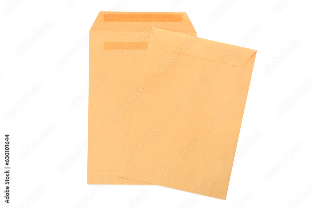 Craft paper envelopes on white background Craft paper envelopes on white background
