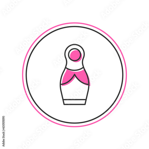 Filled outline Russian doll matryoshka icon isolated on white background. Vector