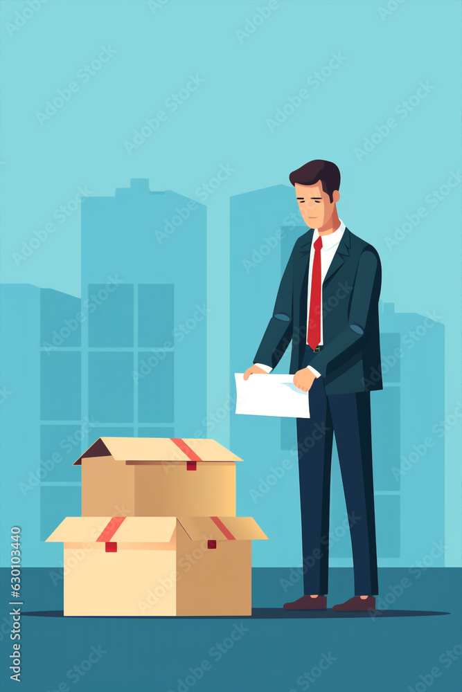 resignation concept businessman with a box leaving the job. High quality photo resignation concept businessman with a box leaving the job. High quality photo