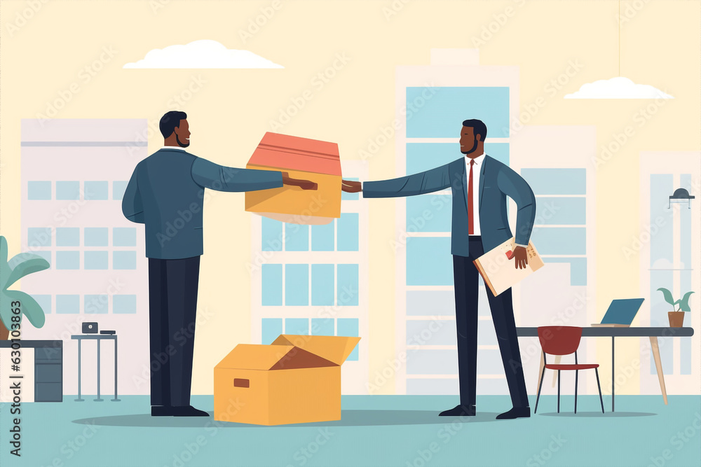 resignation concept businessman with a box leaving the job. High quality photo resignation concept businessman with a box leaving the job. High quality photo