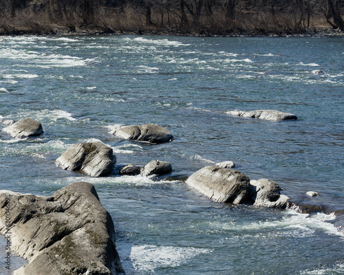 Rocky Stones in a Wide River in Color
