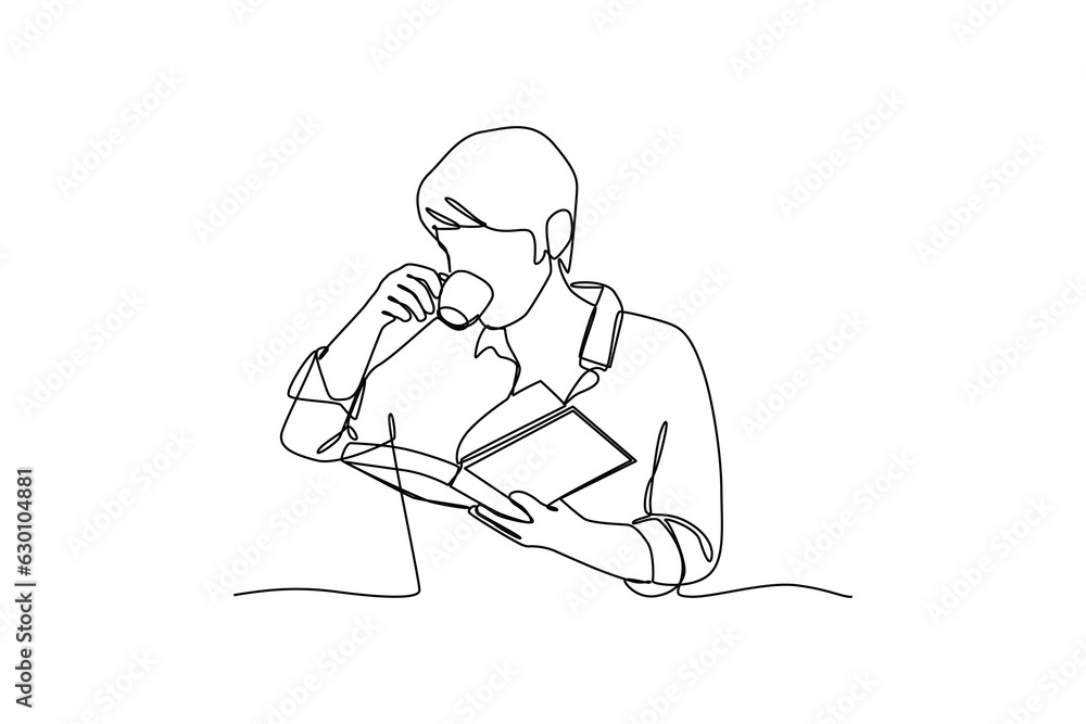 Girl was study at ease while enjoying tea. Icons of learning. Education, knowledge concept. Students learn online. Vector illustration isolated on white background. Girl was study at ease while enjoying tea. Icons of learning. Education, knowledge concept. Students learn online. Vector illustration isolated on white background.