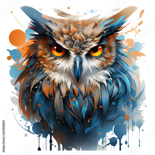 A futuristic owl t-shirt design set in a utopian city of advanced technology and nature, where the owl is depicted as a symbol of harmony and balance between the natural world and urban, Generative Ai photo