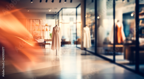 Photo Blurred background of a modern shopping mall with mannequins in fashion shopfront