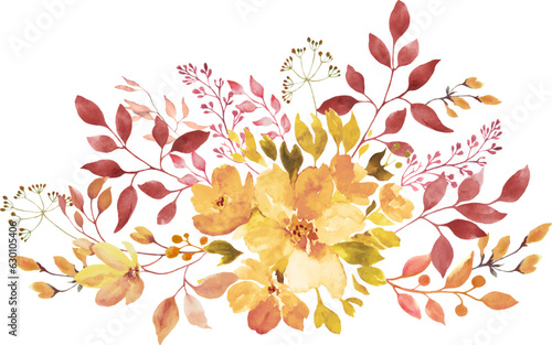 Watercolor floral card. Hand drawn illustration isolated on white background. Vector EPS.