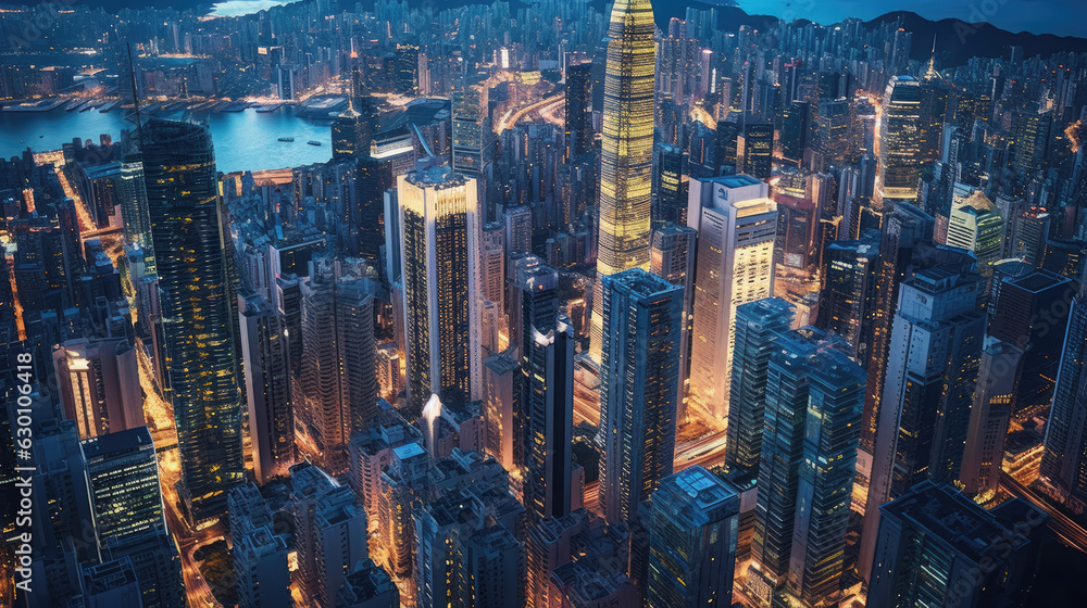 A cityscape is captured from the perspective of a drone A cityscape is captured from the perspective of a drone