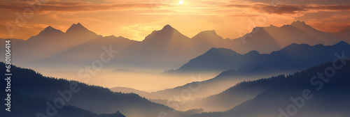 Tablou pe pânză Sunset in mountains
