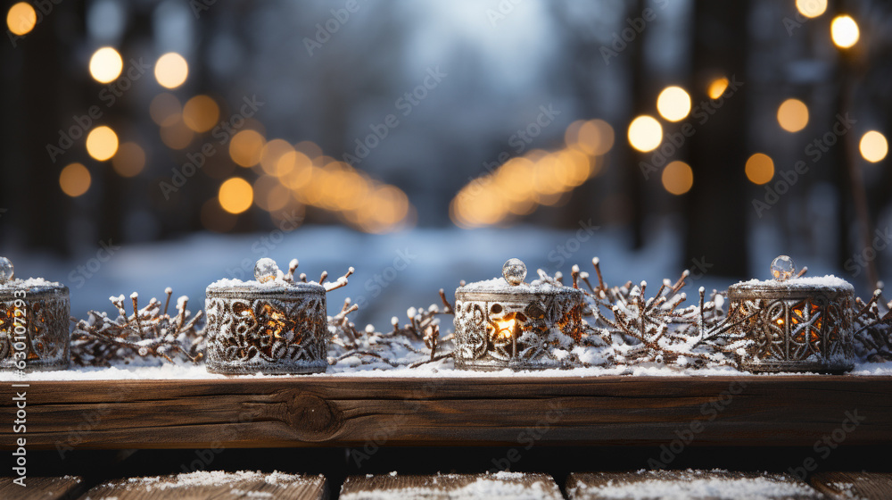 Christmas Themed Decorative Empty Wooden Base For Product Item or Text Display.