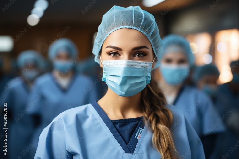 edical student in hospital, portrait, happy with colleagues, assistant doctor, nurse edical student in hospital, portrait, happy with colleagues, assistant doctor, nurse