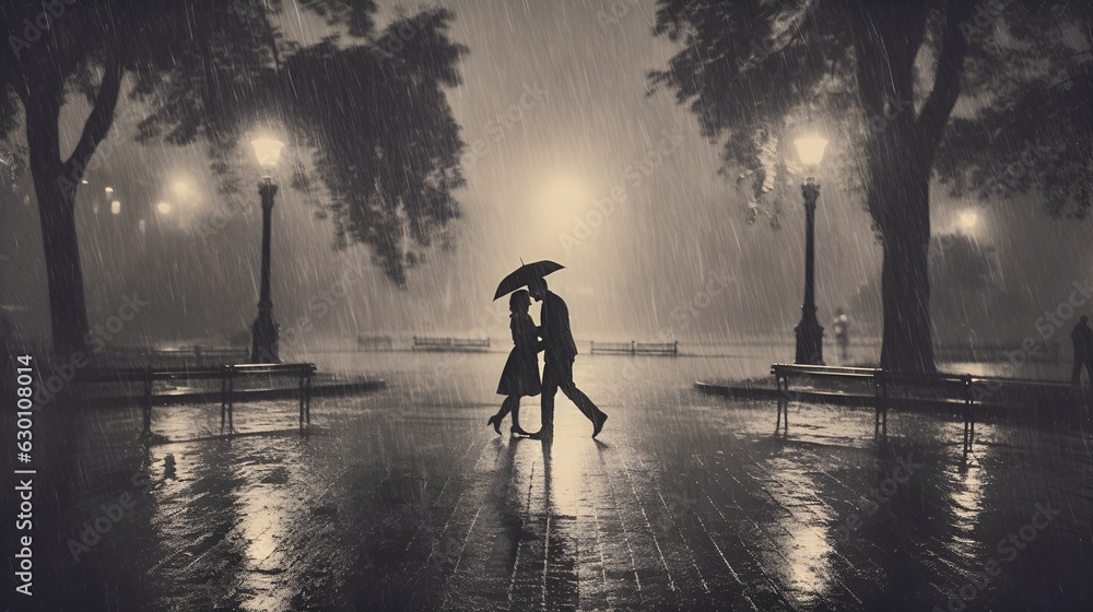 Fototapeta premium A couple dancing in the rain