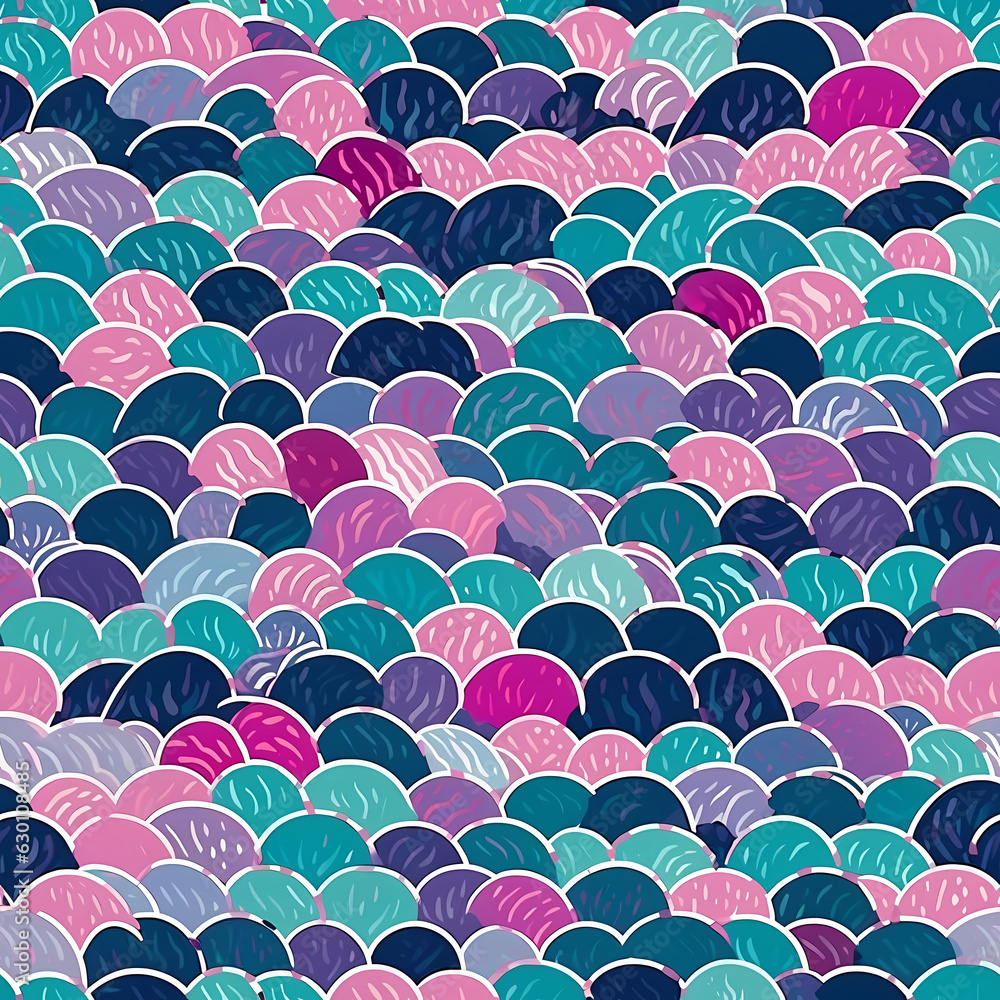 Mermaid blue and pink seamless pattern Mermaid blue and pink seamless pattern