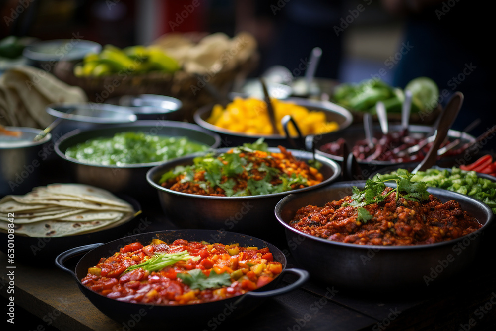 world of vegetarian street food, with food vendors offering a delightful array of flavors on World Vegetarian Day Generative AI