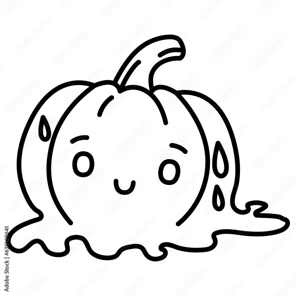 Obraz premium Kawaii pumpkin melting emoji vector illustration.