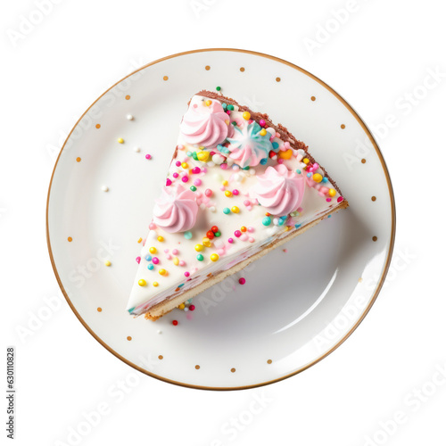 Canvastavla Delicious Slice of Birthday Cake Isolated on a Transparent Background