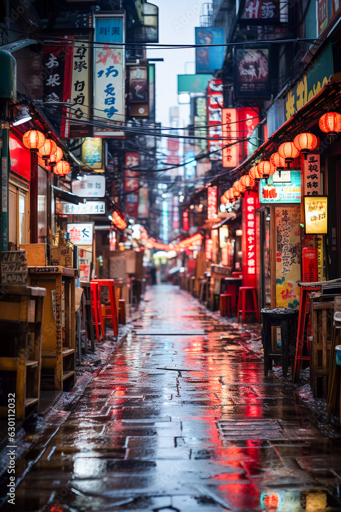 Urban Enclave: Tokyo's Charming Small Alley, Generative AI