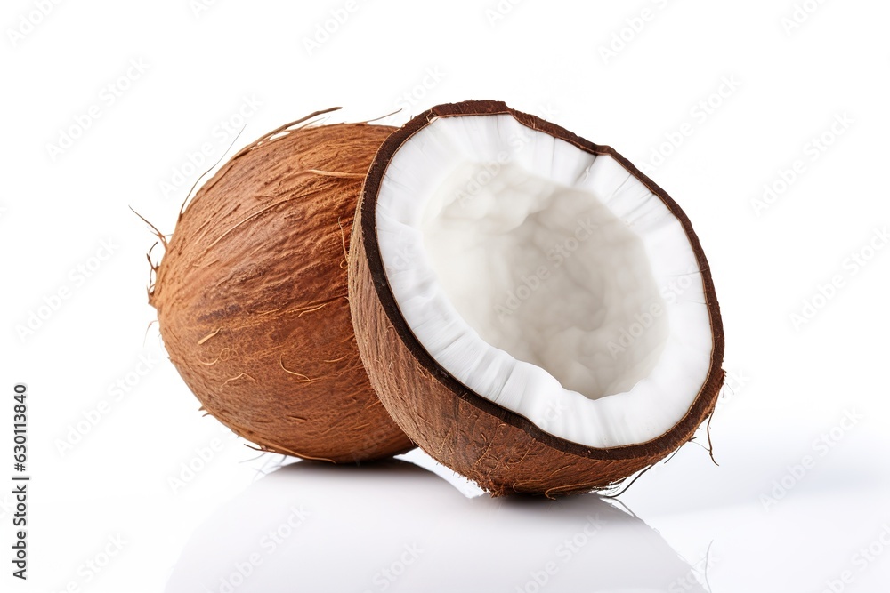 half coconut on white background half coconut on white background