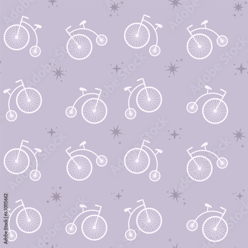 Abstract seamless Paris pattern. bicycle repeats print for fashion textile clothing wrapping paper