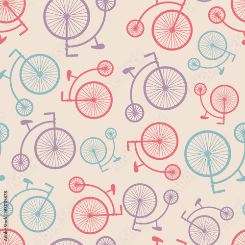 Abstract seamless Paris pattern. bicycle repeats print for fashion textile clothing wrapping paper