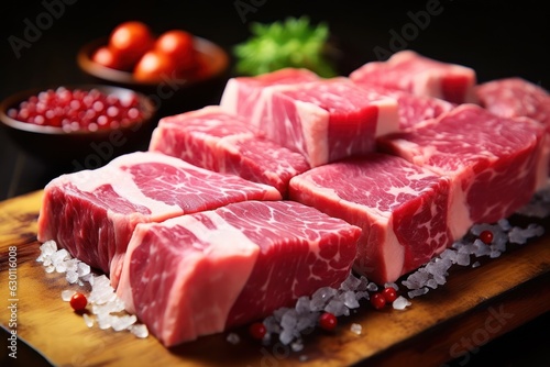 Fresh raw beef steaks. 