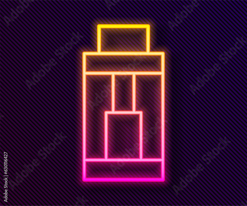 Glowing neon line Vape mod device icon isolated on black background. Vape smoking tool. Vaporizer Device. Vector