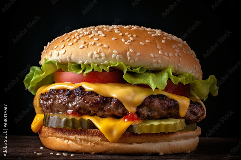 A delicious cheeseburger generative AI A delicious cheeseburger generative AI