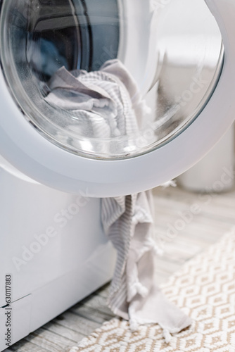 Laundry, Peshtemal towel in washing machine. High quality photo photo