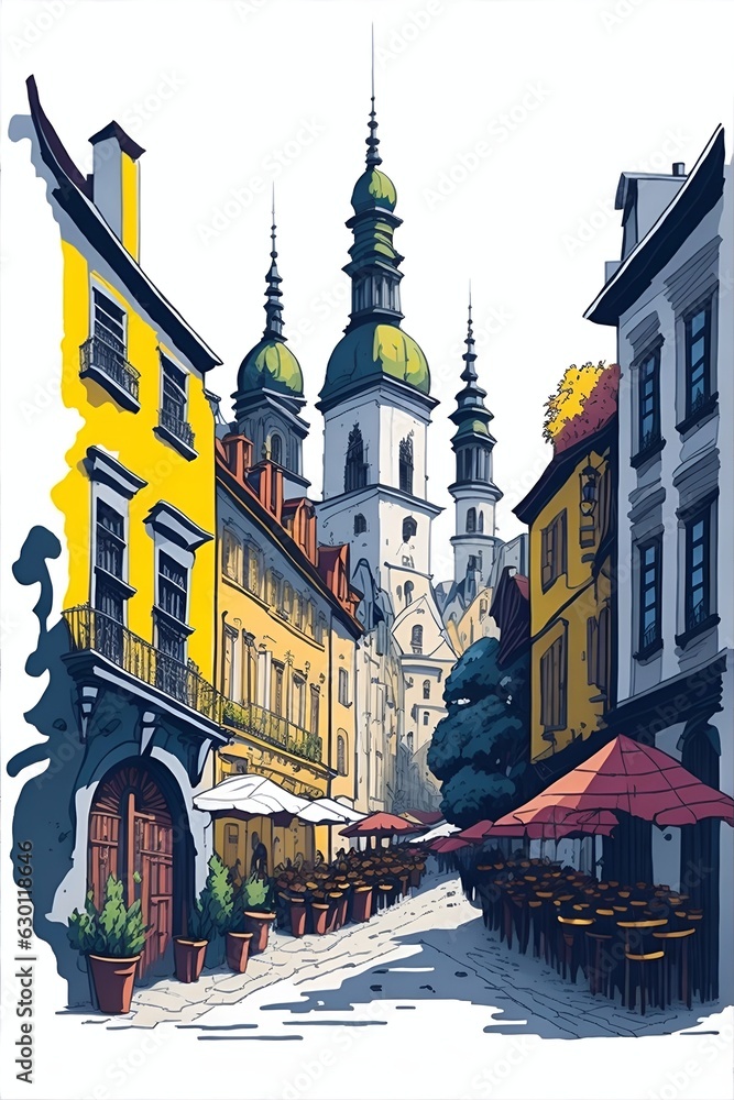 Ukraine Lviv fairytale landscape. AI generated illustration
