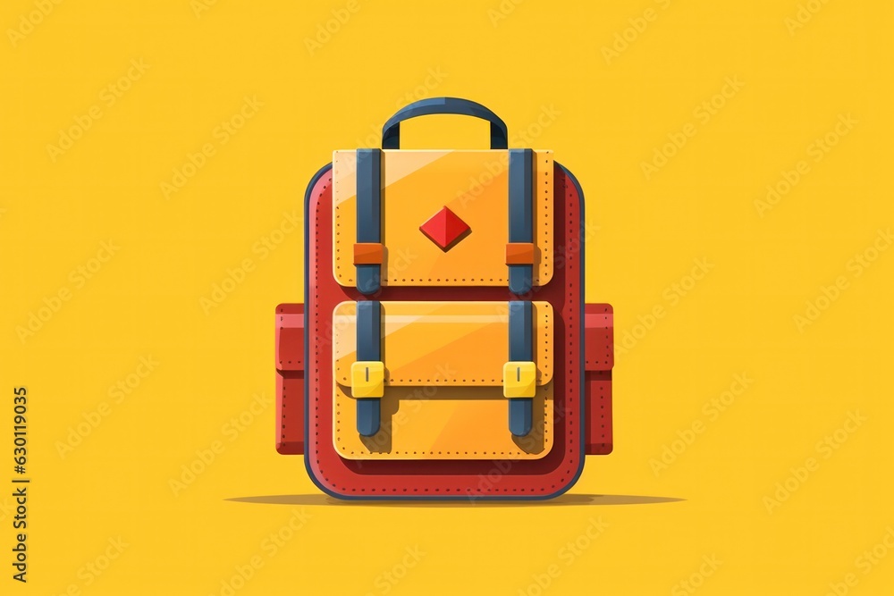 school backpack on bright background, back to school.flat illustration. school backpack on bright background, back to school.flat illustration.