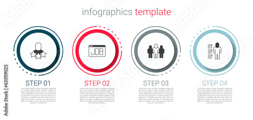 Set Productive human, Search job, Project team base and Resume. Business infographic template. Vector