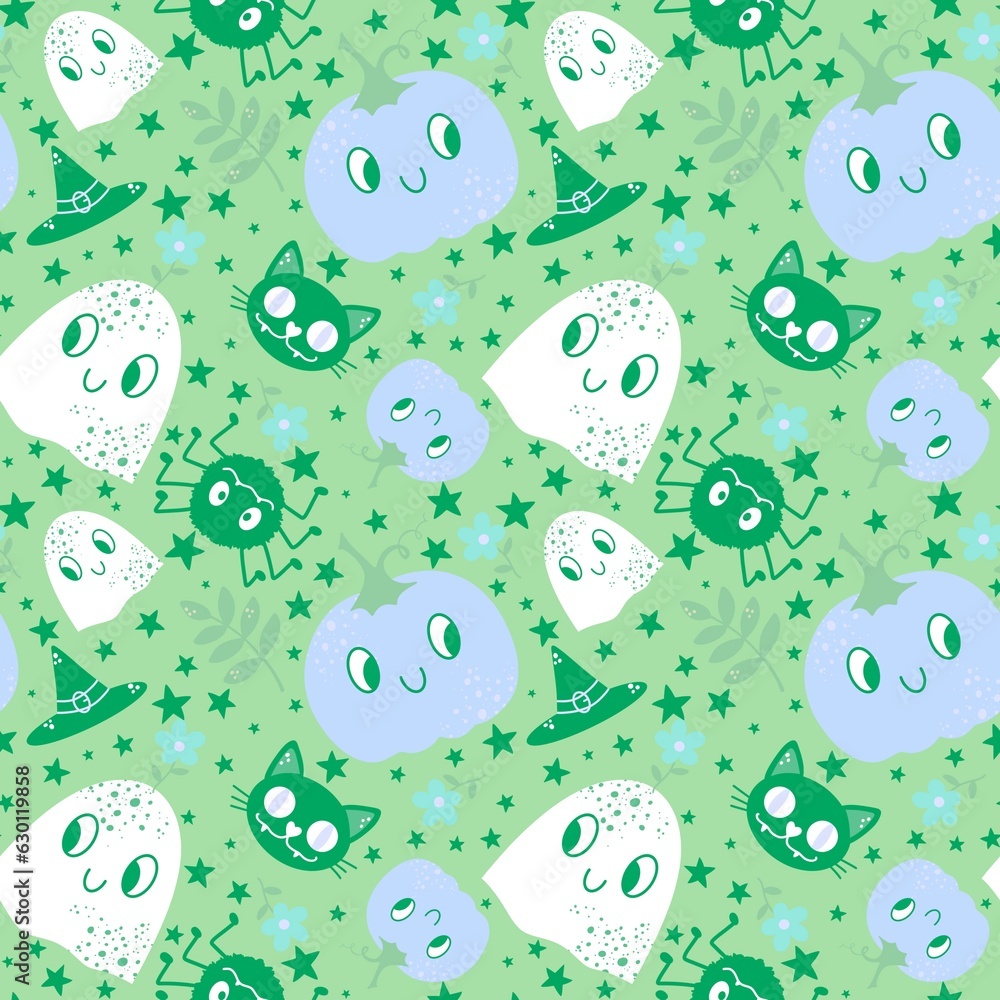 Cartoon Halloween seamless pumpkins and ghost pattern for wrapping paper and fabrics and kids clothes print Cartoon Halloween seamless pumpkins and ghost pattern for wrapping paper and fabrics and kids clothes print