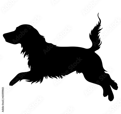 Silhouette of a cheerful spaniel dog jumping vector illustration