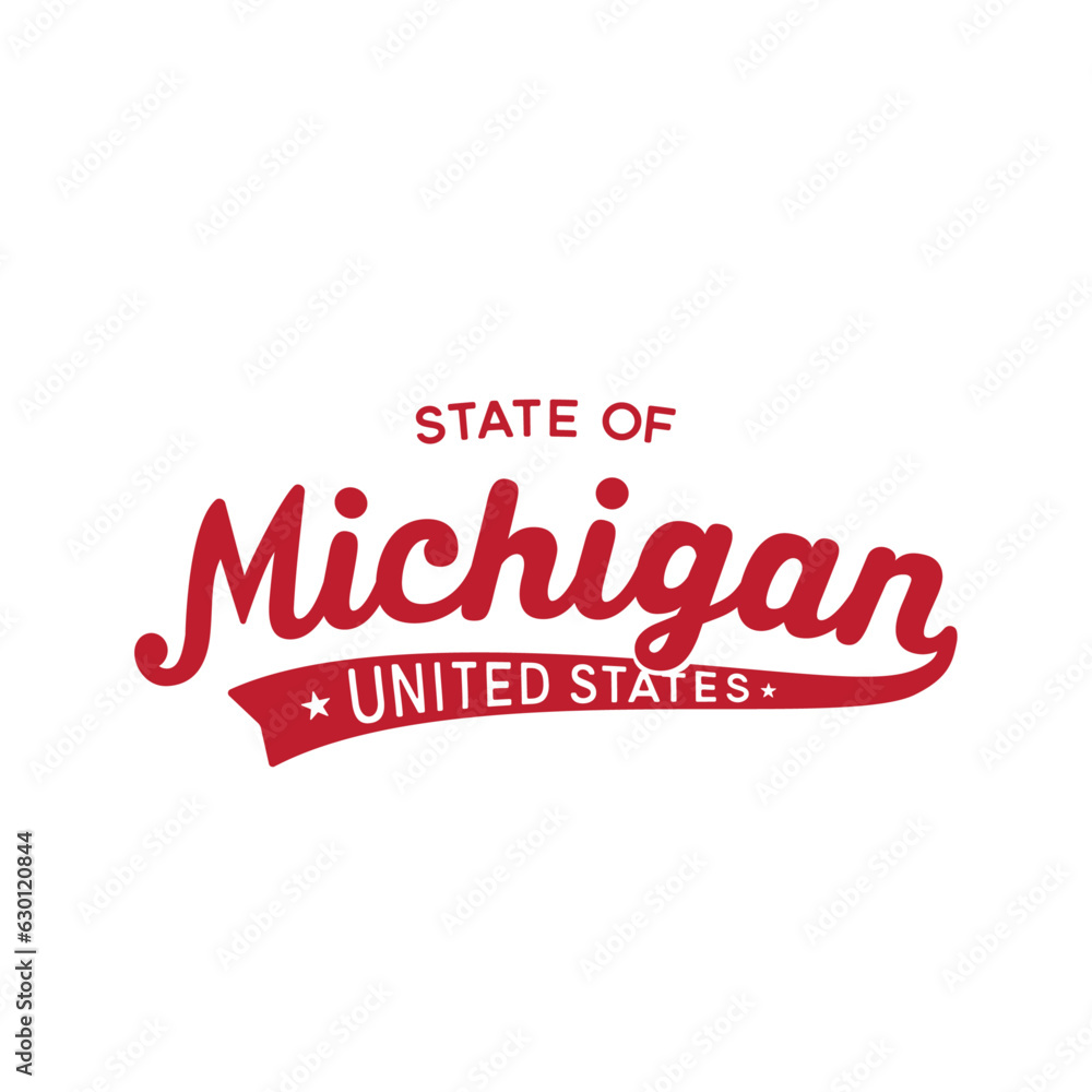 Michigan lettering design. Michigan, United States, typography design. Michigan, text design. Vector and illustration. Michigan lettering design. Michigan, United States, typography design. Michigan, text design. Vector and illustration.