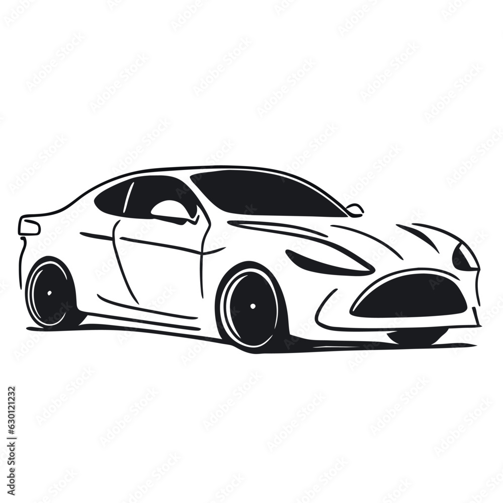vector car, vector illustration doodle line art