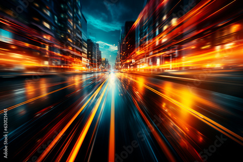 speed traffic in motion blur at night,Generative AI