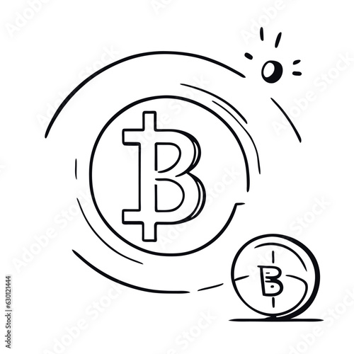 crypto financial, vector illustration doodle line art